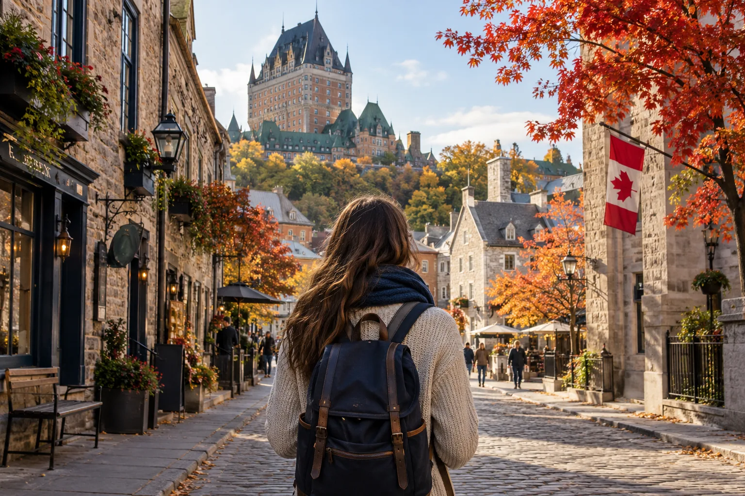 Imagen ilustrativa de una viajera en Quebec, Canadá.
