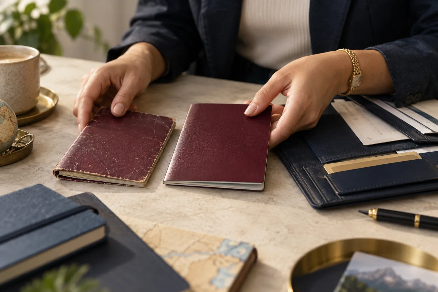 Imagen ilustrativa de revisión de pasaportes y documentación anterior.